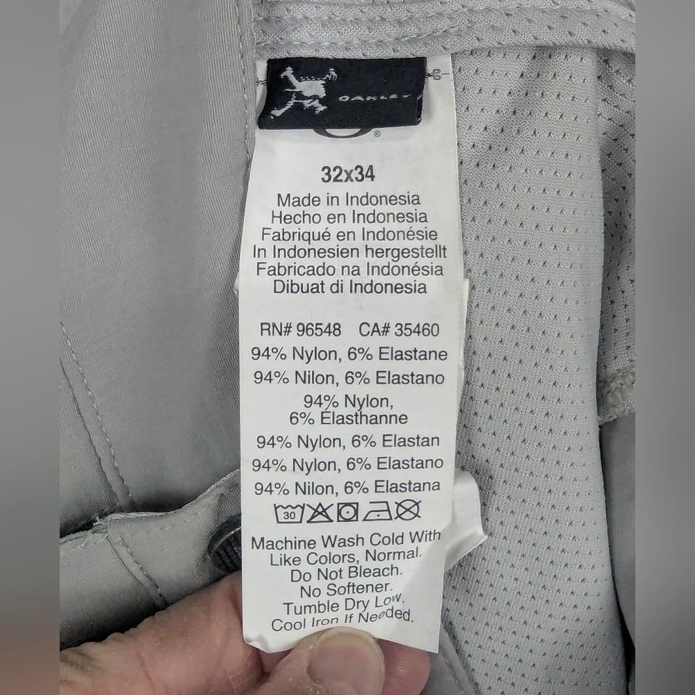 Oakley Size 34 Regular Fit Gray Pants Nylon/Elastane Blend - Picture 9 of 9